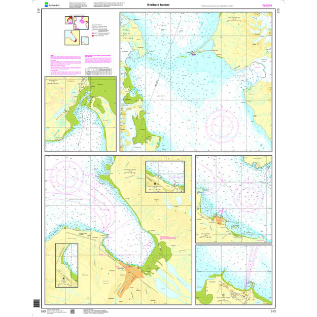 Svalbard Havner: Sveagruva Forlandsrevet, Adventfjorden, Ny Ålesund hovedkart Svalbard